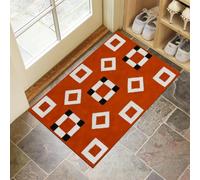 Tapis d'entrée d'intérieur, Cubes Symétriques Lavable Rouge-orange de 40x60cm avec Antidérapant, Imprimé Formes Géométriques Blocs Couleur, Paillasson fin Super Doux pour Cuisine, Entrée, Chambre