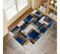 Tapis d'entrée d'intérieur, Superposition Blocs Couleur Lavable Beige de 80x120cm avec dos Antidérapant, Imprimé Géométriques Abstraites, Paillasson fin Super Doux pour Cuisine, Entrée, Chambre