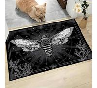 Tapis D'Entrée D'Intérieur, Tapis Douce Lavable Antidérapant Plante Papillon Mystérieuse Noir Et Blanc 80X120Cm, Imprimé Ciel Étoilé Gothique, Paillasson Fin Absorbant Pour Cuisine Entrée Chambre