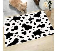 Tapis D'Entrée D'Intérieur, Tapis Douce Lavable Antidérapant Taches De Vache Classiques Noir Blanc 60X90Cm, Imprimé Motif Animal Rustique, Paillasson Fin Absorbant Pour Cuisine Entrée Chambre