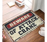 Tapis d'entrée en mousse à mémoire de forme imperméable pour terrasse - Méfiez-vous de la grue d'attaque - Tapis de bain antidérapant pour sol en caoutchouc, drôle (65 x 90 cm)