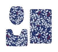 Tapis D'entrée Étoiles Blanches Bleues Tapis de Bain Antiderapant Chambre Couloir Salon Toilette 3 Pcs Polyester Paillasson Absorbant Forme de U Tapis Rug Antiderapant Bath Mat Lavable 45x75cm