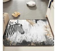 Tapis D'entrée Feuille De Zébra Noire Paillasson Exterieur Entree Antidérapant Douces Absorbantes pour Entrée Couloir Cuisine Salle de Bain Chien Tapis Entree Interieur 40x60 cm