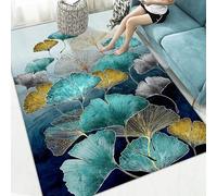 Tapis d'entrée Feuilles De Ginkgo Bleu Tapis de Chambre Couloir Salon Polyester Tapis Entree Interieur Exterieur Lavable en Machine Paillasson Extérieur Antidérapant Rug 150x200cm