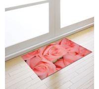 Tapis D'entrée Fleur Rose Outdoor Teppich Wohnzimmer Tapis De Couloir Exterieur Polyester Rug Salon Paillasson Extérieur Lavable Tapis De Passage Chambre Antidérapant 100x150cm