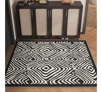 Tapis D'entrée Géométrie Abstraite Noire Blanche Paillasson Exterieur Entree Antidérapant Peluche Courte Décoration pour Entrée Couloir Cuisine Salle de Bain Tapis D Entree Interieur 40x60 cm
