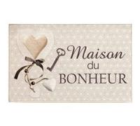 Tapis d'Entrée Imprimé "Happiness" 50x80cm Beige Beige G