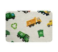 Tapis D'Entrée Intérieur Camion Poubelle Vert Et Jaune, Machine De Nettoyage De Dessin Animé Robuste Paillasson Entree Durable Paillasson Interieur Entrées pour La Chambre À Coucher