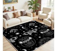 Tapis d'entrée Intérieur Céleste Insectes Gothique, Tapis Soleil Lune Étoilé Papillon de Nuit Boheme Doux Poil Ras Antidérapant Lavable Paillasson pour Entree Salon Chambre Cuisine Bureau 50x80 cm