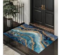 Tapis d'entrée Intérieur Ultra-Fin, 80 x 120 cm Motifs D'Agate Tapis de Sol Antidérapant Lavable L'Europe Et L'Amérique Modernes Paillasson Absorbe l'eau pour Porte, Cuisine et Couloir, Bleu Clair