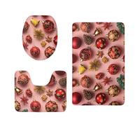 Tapis D'entrée Jaune Rouge Rose Tapis de Bain Antiderapant Chambre Couloir Salon Toilette 3 Pcs Polyester Paillasson Absorbant Forme de U Tapis Rug Antiderapant Bath Mat Lavable 50x80cm