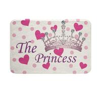 Tapis D'Entrée La Couronne De Princesse Héritière Roses Coeurs Rosess Pois Tapis Entree Antisalissure Lavable Paillasson Intérieur pour Chambre À Coucher Intérieur 40X60Cm