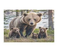 Tapis d'entrée lavable avec envers en caoutchouc antidérapant pour cuisine, chambre à coucher, salle de bain, décoration de sol Motif Mother Bear and Her Cubs