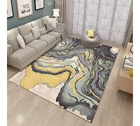 Tapis D'entrée Marbre Jaune Gris Tapis Salon Couloir Antidérapant Paillasson Extérieur Polyester Paillasson Exterieur Interieur Rug Salon Chambre Lavable 100x120cm