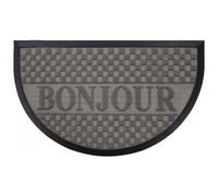 Tapis d'entrée - Marque inconnue - Demi-lune - Motif bonjour - Gris - 45x75cm
