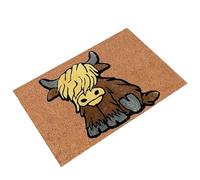 Tapis d'entrée Mignon en Forme de Vache des Highlands - 15,75 x 23,62 Pouces, tapiis de Sol pour Porte, paillasson en Forme d'animal de Ferme, Tapis décoratif intérieur extérieur, Style de superposi