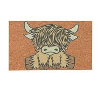 Tapis d'entrée Mignon en Forme de Vache des Highlands - 15,75 x 23,62 Pouces, tapiis de Sol pour Porte, paillasson en Forme d'animal de Ferme, Tapis décoratif intérieur extérieur, Style de superposi