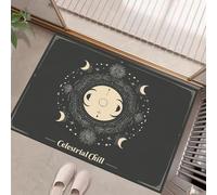 Tapis D'Entrée Minimaliste Mystérieux Antidérapant Lavable - Symboles Célestes Paillasson Absorbant Gris Soft Comfortable pour Intérieur, Chambre, Cuisine, Couloir (50 X 80 Cm)