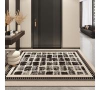 Tapis D'entrée Modèle Grille Noire Beige Paillasson Exterieur Entree Antidérapant Peluche Courte Décoration pour Entrée Couloir Cuisine Salle de Bain Tapis D Entree Interieur 40x60 cm