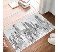 Tapis d'entrée moderne et résistant, doux et durable, idéal pour l'intérieur et l'extérieur, avec semelle en caoutchouc, motif paysage urbain de New York (centre industriel). Dimensions : 40 x 60 cm.