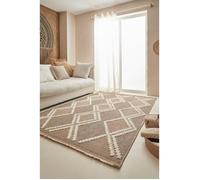 Tapis d'entrée - NAZAR RUGS - 60x180 cm - Aspect jute - Motif losange - Marron
