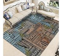Tapis D'entrée Noir Bleu Bohémien Outdoor Teppich Wohnzimmer Tapis De Couloir Exterieur Polyester Rug Salon Paillasson Extérieur Lavable Tapis De Passage Chambre Antidérapant 120x160cm