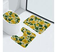 Tapis D'entrée Orange Vert Rétro Tapis de Bain Antiderapant Chambre Couloir Salon Toilette 3 Pcs Polyester Paillasson Absorbant Forme de U Tapis Rug Antiderapant Bath Mat Lavable 50x80cm