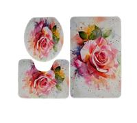 Tapis D'entrée Orange Vert Rose Tapis de Bain Antiderapant Chambre Couloir Salon Toilette 3 Pcs Polyester Paillasson Absorbant Forme de U Tapis Rug Antiderapant Bath Mat Lavable 50x80cm