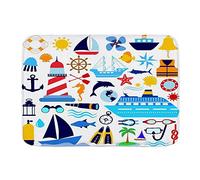Tapis d'entrée pour bateau, voyage, bateau, croisière, yacht, marin, phare, 40 x 60 cm, tapis de cuisine confortable et drôle pour l'intérieur et l'extérieur du garage