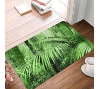 Tapis d'entrée résistant et doux, motif palmiers et plantes exotiques dans une jungle tropicale, inspiré par la nature sauvage et le thème zen. Convient à une utilisation intérieure et extérieure. Sem