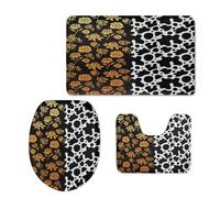 Tapis D'entrée Rose Dorée Noire Tapis de Bain Antiderapant Chambre Couloir Salon Toilette 3 Pcs Polyester Paillasson Absorbant Forme de U Tapis Rug Antiderapant Bath Mat Lavable 50x80cm
