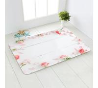 Tapis D'entrée Rose Vert Blanc Tapis Salon Couloir Antidérapant Paillasson Exterieur Interieur Polyester Paillasson Extérieur Rug Salon Chambre Lavable 40x60cm