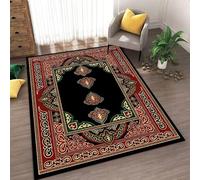 Tapis D'entrée Rouge Noir Élégant Tapis Salon Couloir Antidérapant Paillasson Extérieur Polyester Paillasson Exterieur Interieur Rug Salon Chambre Lavable 80x120cm