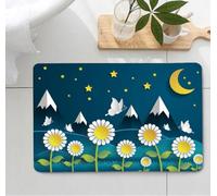 Tapis D'entrée Tapis Couloir Entree Interieur Paillasson Exterieur Rug | Doux Durable Polyester Lavable en Machine Entrée Absorbant Anti-Mud Anti-fouling Antidérapant,Fleur Lune Papillon 100x150cm