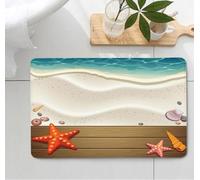 Tapis D'entrée Tapis Couloir Entree Interieur Paillasson Exterieur Rug | Doux Durable Polyester Lavable en Machine Entrée Absorbant Anti-Mud Anti-fouling Antidérapant,Étoile De Mer Beige 45x75cm