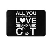 Tapis D'Entrée Tout Ce Dont Vous Avez Besoin, C'est d'amour Et d'un Chat. Antidérapant Tapis De Porte Durable Paillasson D'Intérieur pour Patio Maison Intérieur 60X40Cm