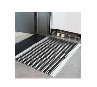 Tapis d'entrée toutes saisons avec cadre en aluminium, tapis d'entrée extérieur/intérieur robuste et imperméable, dos antidérapant discret for porte d'entrée, patio(Black,90x180cm/35.4x70.9in)
