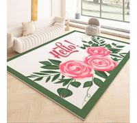 Tapis D'entrée Vert Rose Tapis Salon Couloir Antidérapant Paillasson Extérieur Polyester Paillasson Exterieur Interieur Rug Salon Chambre Lavable 100x120cm
