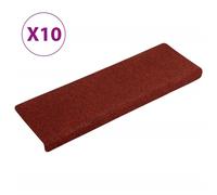 Tapis d'escalier 10 pcs. Rouge bordeaux 65x21x4 cm Non-tissé aiguilleté