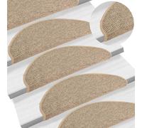 Tapis d'escalier 15 pcs. 65x21x4 cm beige foncé demi-rond Grand