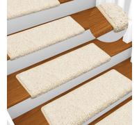 Tapis d'escalier 15 pcs. 65x21x4 cm blanc