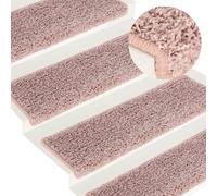 Tapis d'escalier 15 pcs. 65x21x4 cm blanc et rose