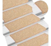 Tapis d'escalier 15 pcs. 65x21x4 cm brun clair bord rectangulaire