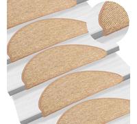 Tapis d'escalier 15 pcs. 65x21x4 cm marron clair demi-rond Grand