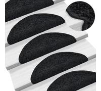 Tapis d'escalier 15 pcs. noir 56x17x3 cm