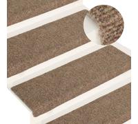 Tapis d'escalier 15 pcs. Non-tissé aiguilleté 65x21x4 cm Crème