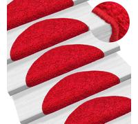 Tapis d'escalier 15 pcs. Rouge 56x17x3 cm