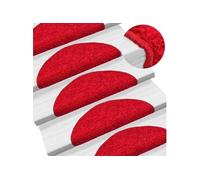 vidaXL Tapis d'escalier 15 pièces 56 x 17 x 3 cm Rouge Demi-rond 133899