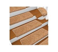 Tapis d'escalier 15 pièces 65 x 21 x 4 cm Beige Bord rectangulaire 134577