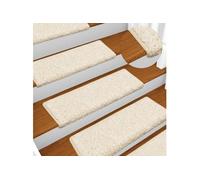 Tapis d'escalier 15 pièces 65 x 21 x 4 cm Blanc Bord rectangulaire 134581